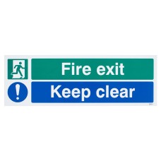 Exel Fire Exit Keep Clear Sign - 450 x 150mm - Rigid Plastic