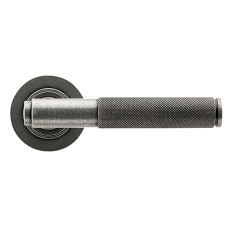 From The Anvil Pewter Knurled Door Handles on Round Rose - Brompton Range 