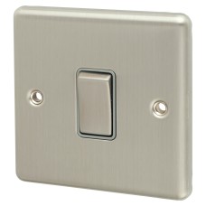Eurolite Enhance Decorative 10A 1 Gang 2 Way Light Switch - Satin Steel with Grey Inserts