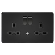 Knightsbridge 13A 2G DP Switched Socket with Photocell Nightlight Function - Matt Black/Black