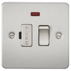 Knightsbridge 13A 1 Gang Flat Plate Switched Fused Spur with Neon - Brushed Chrome