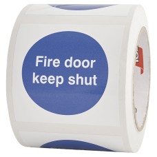 Exel Self Adhesive Vinyl Labels - Fire Door Keep Shut - 80 x 80mm - Roll of 250
