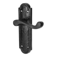Olde Forge Antique Black Iron Scroll Latch Door Handle - Turnberry Range - 170 x 45mm