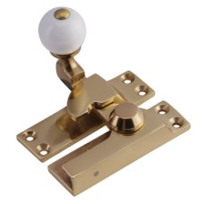 Hampstead Lancaster Pattern Quadrant Arm Sash Window Fastener - 75 x 27mm - Brass/White