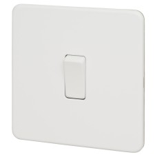 Knightsbridge 20A 1 Gang Screwless Flat Plate Double Pole Switch - Matt White