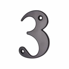 79mm Screw Fix Door Numeral - 3 - Black