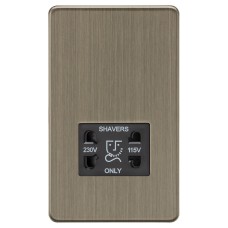 Knightsbridge 115/230V Screwless Dual Voltage Shaver Socket - Antique Brass with Black Insert