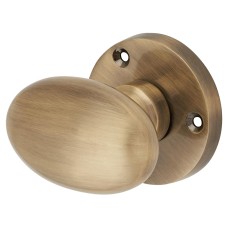 Exel Victorian Oval Mortice Door Knob - 61mm Rose Diameter - Antique Brass
