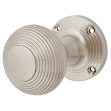 Exel Reeded Beehive Mortice Door Knob - 55mm Rose Diameter - Satin Nickel