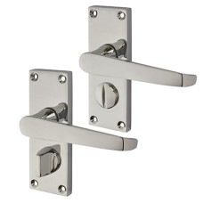 Exel Polished Chrome Budget Straight Privacy Door Handle - Short Plate - Mia Range - 114 x 42mm