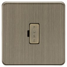 Knightsbridge 13A 1 Gang Screwless Flat Plate Unswitched Fused Spur - Antique Brass