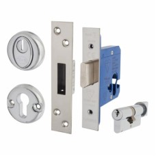 Hampstead BS8621 Euro Deadlock & Thumbturn - 76mm Case - 58mm Backset - Square - Pol Stainless