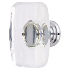 Exel Rectangle Glass Cabinet Knob - 42mm Diameter - Polished Chrome