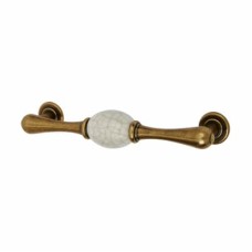 Hampstead Chateau 27mm Porcelain Crackle T-Bar Cabinet Pull Handle - 128mm Centres - Antique Brass