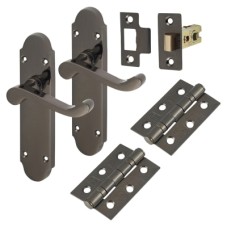 Exel Victorian Summer Latch Door Handle Kit - Black Nickel