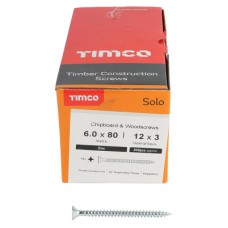 TIMCO Solo Chippy Pozi Countersunk Wood Screws - 6.0 x 80mm - Zinc Plated - Pack of 200