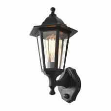 Forum Coast Bianca Outdoor Wall Lantern Light with PIR - IP44 - Black