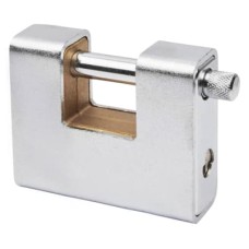 Armoured Shutter Lock - 60mm Body - 11 x 22mm Shackle - Keyed Alike Key 1 - Silver