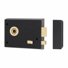 Olde Forge Rim Lock with Snib - 105 x 80mm - Antique Black Iron