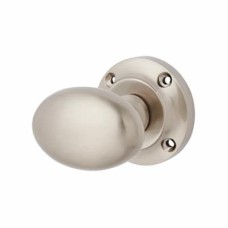 Exel Oval Mortice Door Knob - 57mm Rose Diameter - Satin Nickel