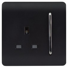Trendi 13A 1 Gang Screwless Double Pole Switched Socket - Matt Black