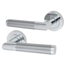 Excel Polished/Satin Chrome Door Handles on Round Rose - Serena Range 