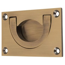 Exel Flush Chest Drawer Cabinet Pull Handle - 75 x 45mm - Antique Brass