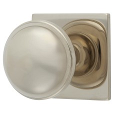 Alexander & Wilks Quantock Cabinet Knob on Square Backplate - 34mm Diameter - PVD Satin Nickel