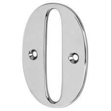79mm Screw Fix Door Numeral - 0 - Bright Chrome