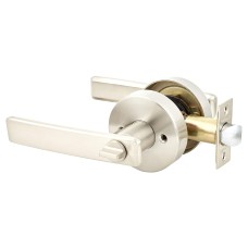 Exel Satin Stainless Steel Straight Hotel Bathroom Door Handles on Round Rose Set