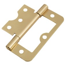 Flush Cabinet Hinge - 75 x 51 x 1mm - Polished Brass - Pack of 10 Pairs