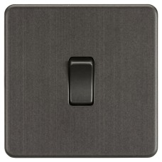 Knightsbridge 10AX 1 Gang Screwless Flat Plate Double Pole Light Switch - Smoked Bronze