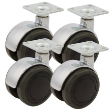 Coldene Twin Wheel Furniture Castor - Swivel - 80kg Max Weight - 50mm Diameter - Black - Pack of 4