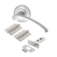 Heritage Brass by M Marcus Sophia Latch Door Handle on Rose Kit - Satin Chrome