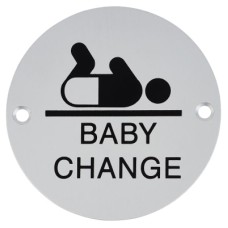 Exel Baby Change Door Sign - 75mm Diameter - Satin Aluminium