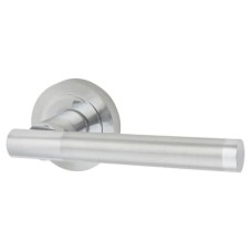 Exel Satin Nickel/Polished Chrome Door Handles on Round Rose - Bella Range 
