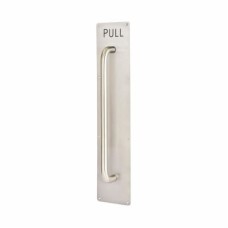 Exel D-Bar Door Pull Handle on Plate - PULL - Screw Fix - 800 x 125mm - Satin Stainless Steel