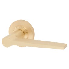 Burlington BUR20 Satin Brass Door Handles on Round Rose - Knightsbridge Range 
