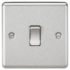 Knightsbridge 20A 1 Gang Round Edge Double Pole Appliance Switch - Brushed Chrome