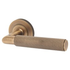 Burlington BUR40 Antique Brass Knurled Door Handles on Round Knurled Rose - Piccadilly Range 