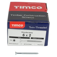 TIMCO Twin Threaded Pozi Countersunk Wood Screws - 6 x 2