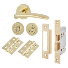 Exel Eloise Bathroom Lock Door Handle on Rose Kit - Polished Brass