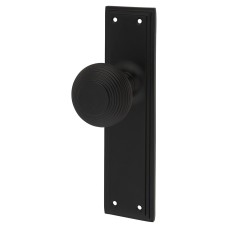 Hampstead Miller Reeded Mortice Door Knob on Backplate - Latch - 205 x 52mm - Matt Black 