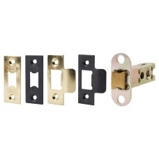 Heavy Duty Architectural Tubular Latch - 75mm Case - 57mm Backset - Electro Brass/Matt Black