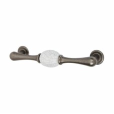 Hampstead Chateau 27mm Porcelain Crackle T-Bar Cabinet Pull Handle - 128mm Centres - Polished Steel