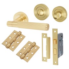 Exel Nova Lines Bathroom Lock Door Handle Kit - Satin Brass
