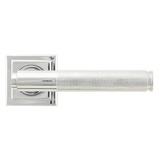 From The Anvil Polished Chrome Knurled Door Handles on Square Rose - Brompton Range 