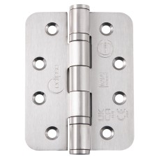 Eclipse Radius Ball Bearing Grade 14 Butt Fire Door Hinge - 102 x 76 x 3mm - Satin Stainless - Pair
