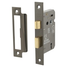 Hampstead 3 Lever Sashlock - 63mm Case - 45mm Backset - Square - Black Nickel