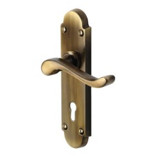 Heritage Brass by M Marcus Antique Brass Scroll Keyhole Lock Door Handle - Savoy Range - 171 x 42mm